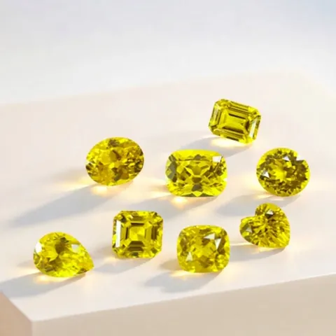 Lab Grown Yellow Sapphire Loose Stone Multiple Shapes Round Heart Cushion Cut Synthetic Gemstone VVS For Jewelry Making