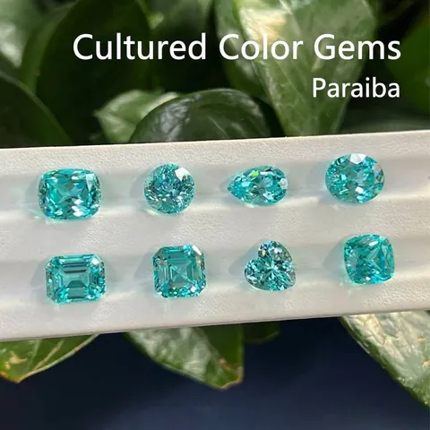 Pierres Précieuses Paraïba Bleu-Vert Néon de Culture YAG Vrac Taille Ronde Coeur Coussin Asscher pour Création de Bijoux
