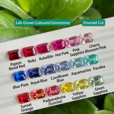 Piedra Preciosa Suelta de Corte Esmeralda Creada en Laboratorio Claridad VVS Zafiro Rubí Síntesis Padparadscha para Accesorios de Creación de Joyas