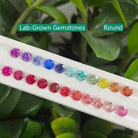 Zafiros de Colores Creados en Laboratorio Piedras Sueltas Claridad VVS Corte Brillante Redondo Gema para Creación de Joyas Anillo