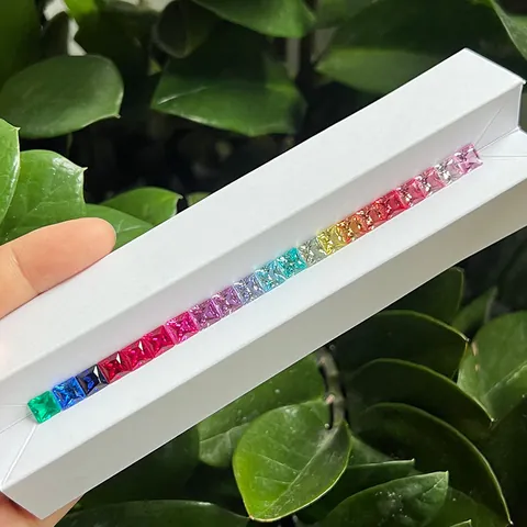 Piedras Preciosas de Colores de Corte Princesa Creadas en Laboratorio Zafiro Rubí Sueltas Cuadradas Claridad VVS Para Fabricación de Joyas