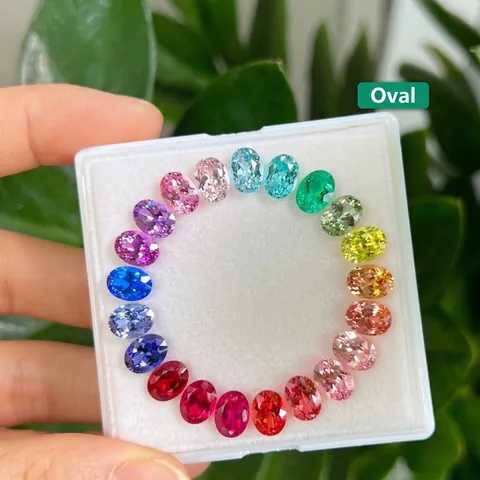 In Laboratorium Gemaakte Ovale Slijpvorm Losse Edelsteen Paraiba Blauw Saffier Robijn Voor Sieraden Maken Inlay Accessoires Steen
