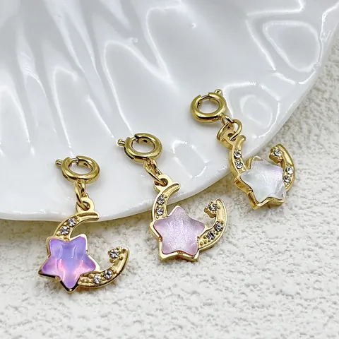 Vintage Stainless Steel DIY Celestial Pendant Multicolor Enamel Rhinestone Sun Moon Star Tarot Card Charm For Jewelry Making Necklace Bracelet Accessory