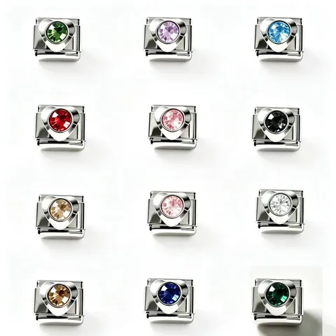 Bracciale Charm Italiano in Acciaio Inossidabile con Cuore in Zirconia per Donna Accessorio per Modulo di Gioielli Personalizzato Fai da Te