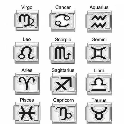 Dodici Segni Zodiacali Italian Modular Charm Link Acciaio Inossidabile DIY Staccabile Simbolo Bracciale Donna Uomo Compleanno
