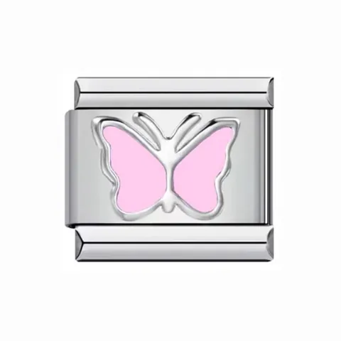Link Charm Italiano in Acciaio Inossidabile per Bracciale Modulare DIY Accessori Gioielli Smalto Cuore Farfalla Donna