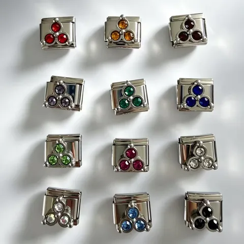 Componente Fai Da Te per Bracciale Italian Charm Link in Acciaio Inossidabile Modulo per Bracciale con Strass e Quadrifoglio