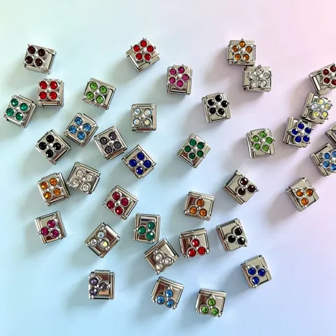 Componente Fai Da Te per Bracciale Italian Charm Link in Acciaio Inossidabile Modulo per Bracciale con Strass e Quadrifoglio