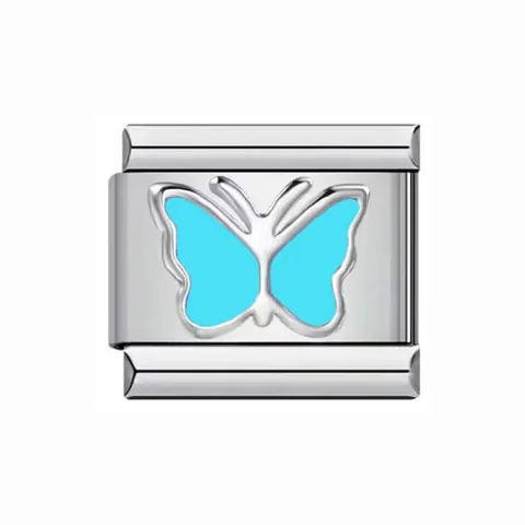 Modulo per Bracciale Italiano in Acciaio Inossidabile con Farfalla per Gioielli Fai-da-te Personalizzati Unisex