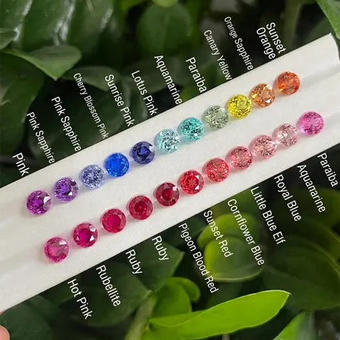 Zafiros de Colores Creados en Laboratorio Piedras Sueltas Claridad VVS Corte Brillante Redondo Gema para Creación de Joyas Anillo