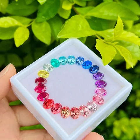 In Laboratorium Gemaakte Ovale Slijpvorm Losse Edelsteen Paraiba Blauw Saffier Robijn Voor Sieraden Maken Inlay Accessoires Steen