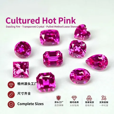 Saphir Rose de Laboratoire Pierre en Vrac Méthode de Tirage Rose Vif Couleur Rubellite Taille Brillant pour la Fabrication de Bijoux Accessoires DIY