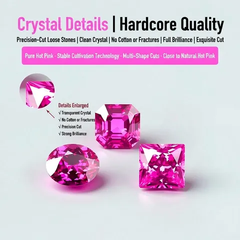 Saphir Rose de Laboratoire Pierre en Vrac Méthode de Tirage Rose Vif Couleur Rubellite Taille Brillant pour la Fabrication de Bijoux Accessoires DIY