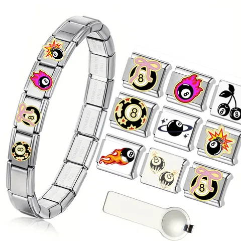 Y2K Acciaio Inossidabile Italian Charm Links Per Bracciale Modulare DIY Cool Palla 8 Stella Fiamma Ciliegia Fiocco Streetwear Gioielli