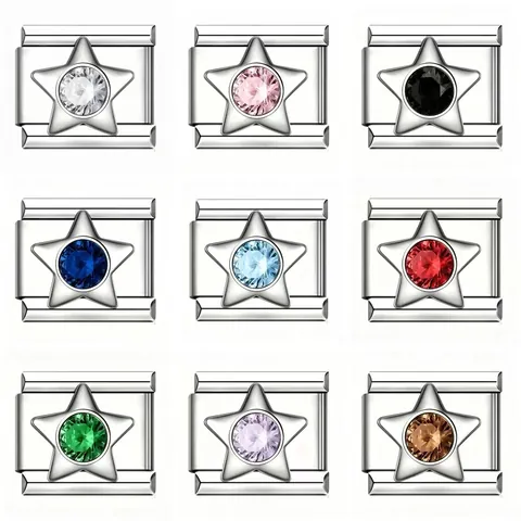 Accessorio per Componente del Bracciale Modulare Fai-da-te con Stella in Zirconia a Maglie Italiane in Acciaio Inossidabile per Gioielli da Donna