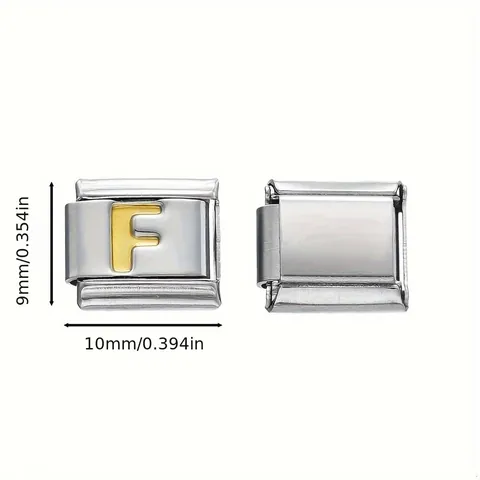 Maglie per Bracciale Charm Italiano DIY in Acciaio Inossidabile con Lettera Oro A-Z Accessori per Bracciale Elastico Modulare da Donna