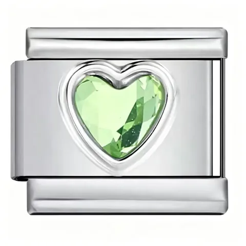 Maglia per Bracciale Italian Charm Fai-da-te in Acciaio Inossidabile a Cuore Strass Accessorio Elastico per Donna