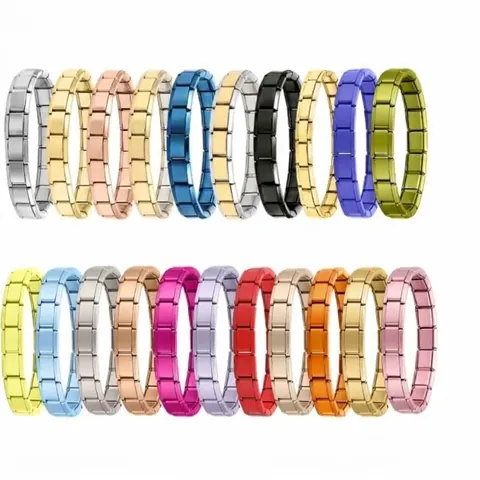 Titanium Stainless Steel Matte Modular Bracelet Italian Charm Elastic Watch Band Style Wristband Jewelry For Women Men Unisex