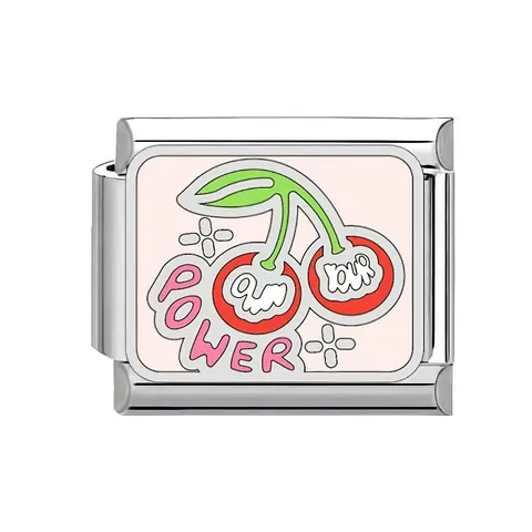 Maglia per Bracciale Italian Charm in Acciaio Inossidabile con Zirconia Colorata e Grafica in Smalto Componente Gioielli Fai-da-te