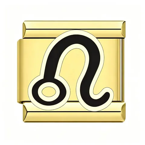 Modulo Charm Italiano in Acciaio al Titanio Placcato Oro per Creazione Bracciali Fai da Te Dodici Segni Zodiacali Accessorio per Gioielli Uomo Donna