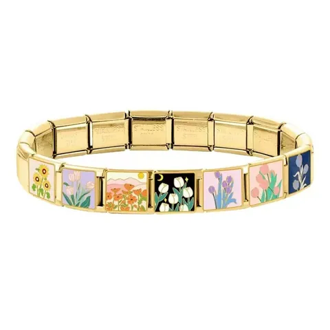 Ciondoli Italiani in Acciaio Inossidabile Placcati Oro Modulari Bracciale Fai da Te Floreali Smalto Gioielli per Donna Accessori Bracciale Personalizzati