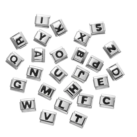 Italian Charms Modular Bracelet Links Stainless Steel DIY Alphabet Letter A-Z Elastic Watch Band Bracelet Jewelry Accessory