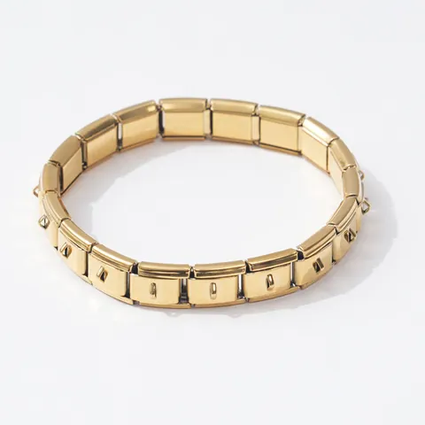 Unisex Italian Modular Elastic Bracelet Stainless Steel Hook Splicing Charm Link Bracelet Simple Fashion Jewelry Wristband