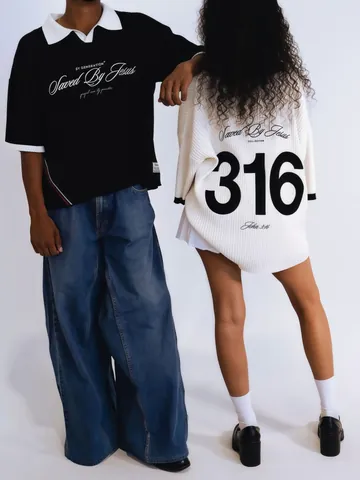 Saved By Jesus 316 Grafische Letterprint Gebreid Poloshirt Korte Mouw Contrastkraag Losse Casual Trui Top Voor Heren Dames
