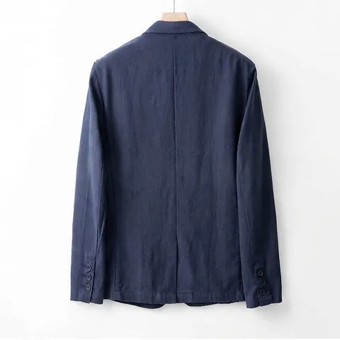 Men's Casual Cotton Blend Blazer Slim Fit Notch Lapel Lightweight Summer Suit Jacket Breathable Solid Color Fashion Coat For Office Daily Wear