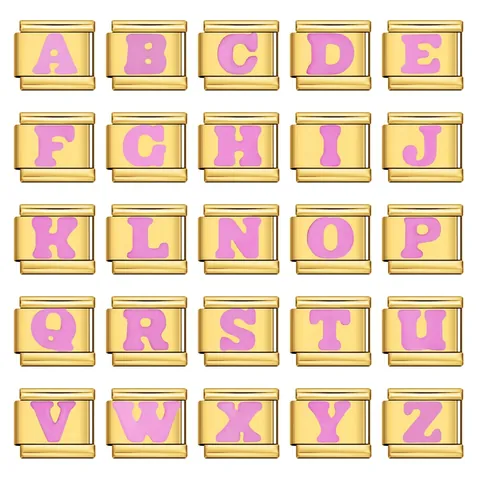Ciondolo per Bracciale Italiano in Acciaio Inossidabile Oro Lettera Rosa Nera Link Bracciale Modulare DIY per Donna Gioielli Regalo