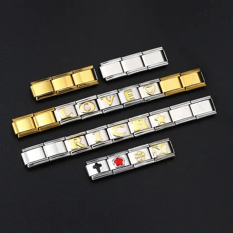 Edelstahl Arabische Ziffern Italienische Modulare Armband Anhänger DIY Schmuckzubehör Gold Silber Relief Zahlen Armband Links Charms