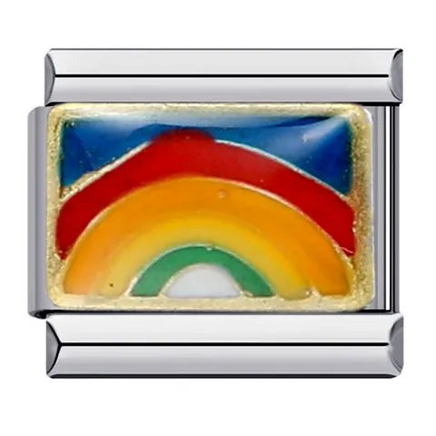 Maglie per Ciondoli Italiani in Acciaio Inossidabile per Bracciale Fai da Te Gioielli Arcobaleno Cuore Mongolfiera Smalto Ciondolo Donna