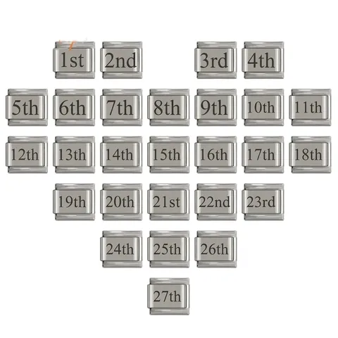 Ciondolo a Maglia per Bracciale Modulare Italiano in Acciaio Inossidabile DIY Creazione Gioielli Numeri Ordinali Data dal 1° al 31° Ciondoli in Metallo Personalizzati