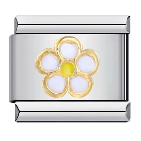 Charm Modulare Italiano Fai Da Te in Acciaio Inossidabile per Bracciale Stampato Placcato Oro Smalto Cuore Fiore Luna Stella Accessorio Gioielli