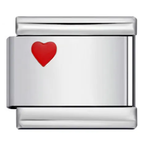 Modulo Charm Italiano in Acciaio Inossidabile con Motivo a Cuore Smaltato per Bracciale DIY Accessorio Gioielli Donna