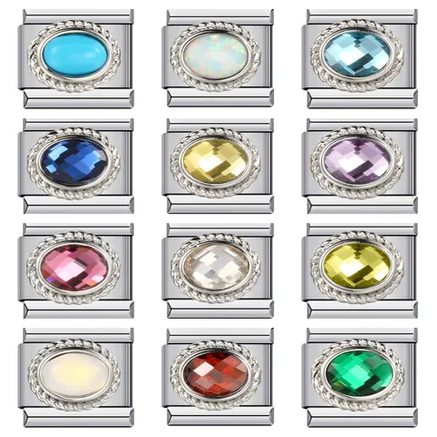 Modulo per Bracciale Italiano in Acciaio Inossidabile Pietra Portafortuna per Fai da Te Bracciale Modulare Gioielli con Zirconia per Donna Regalo di Moda