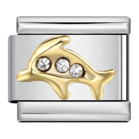 Charm Italiano de Acero Inoxidable con Diamantes DIY Mariposa Delfín Love Pájaro Animal Charms para Mujer Fabricación de Joyas
