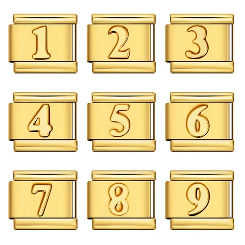 Acciaio Inossidabile Placcato Oro Italian Charm Link Modulari Per Bracciali Gioielli Fai Da Te Numero Arabo Croce Accessorio Personalizzato