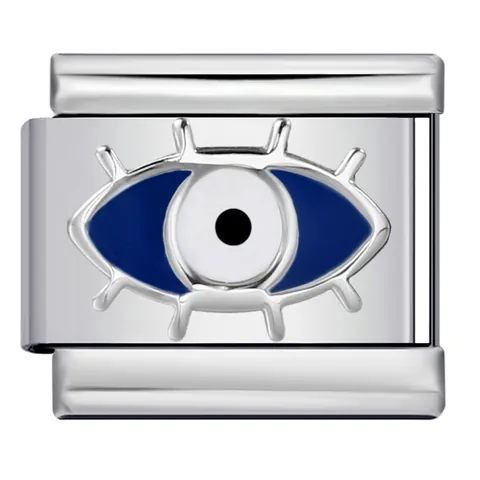 Italian Charm Bracelet Links Stainless Steel Modular Jewelry DIY Accessories Evil Eye Star Stamping Pattern Enamel Links