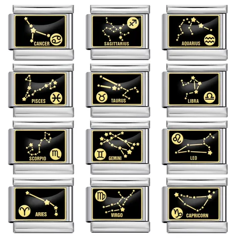 Ciondoli Italian Charm 12 Costellazioni in Acciaio Inossidabile per Bracciale Modulare DIY Gioielli da Donna e Uomo