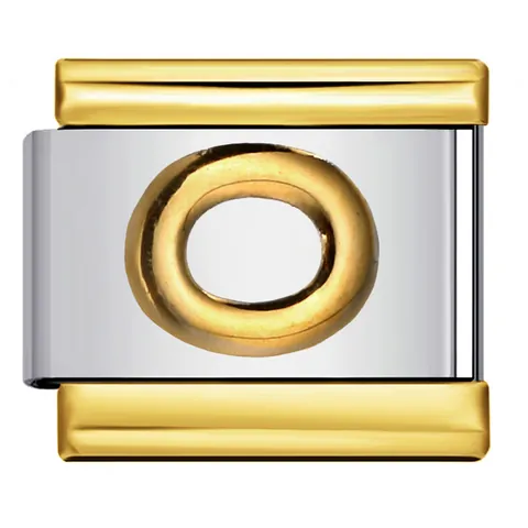 Maglie per Bracciale Modulare Italiano Bicolore Oro Argento in Acciaio Inossidabile Lettera Inglese Alfabeto 3D Ciondoli per Gioielli Fai da Te per Uomo Donna