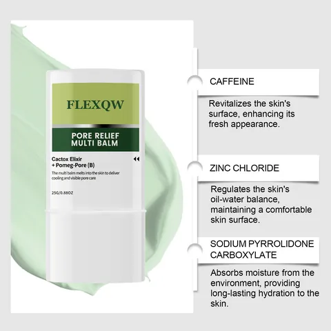 FLEXQW Pore Relief Multi Balm Stick Moisturizing Face Cream for Pore Care Oil Control Soothing Portable Daily Skin Care