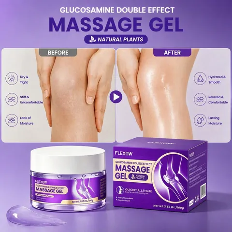 FLEXOW Glucosamine Double Effect Massage Gel For Joint And Muscle Relief Natural Plant Extract Soothing Body Gel 100g