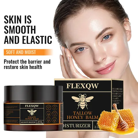 Glass Bottle Tallow Honey Balm Face Moisturizer Skin Barrier Repair Cream For Dry Skin Deep Hydrating Nourishing Body Balm