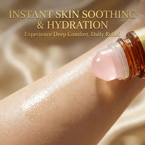 Organic Cold Pressed Castor Oil Skin Care With Rose Quartz Rollerball 50ml Portable Moisturizing Body Massage Oil For Daily Nourishing