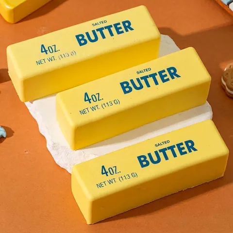 Giocattolo Squishy a Forma di Panetto di Burro di Simulazione a Ritorno Lento in PU Morbido Antistress Giocattolo Sensoriale Decorazione per Scrivania Ufficio