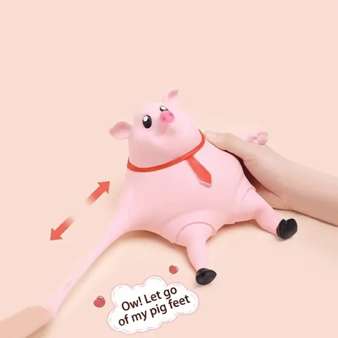 Giocattolo Squishy Maialino Rosa Riempito Di Sabbia Spaziale Per Alleviare Lo Stress Morbido Giocattolo Fidget TPR Con Cravatta Rossa