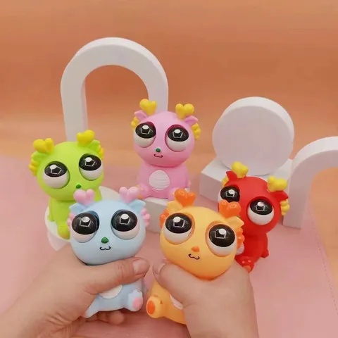 Divertente Cartone Animato Occhi Sgranati Drago Giocattolo Squishy Drago in Morbido Vinile Giocattolo Antistress per Bambini Adulti