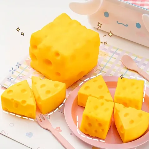 Giocattolo Squishy Formaggio Simulato Ritorno Lento Palla Antistress al Formaggio Giallo Giocattolo Sensoriale Decompressivo per Bambini Adulti Regalo Antistress
