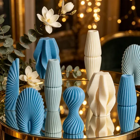 Silicone Candle Mold Geometric Spiral Wave DIY Handmade Crafting Nordic Style Soap Plaster Making Tool Flexible Durable